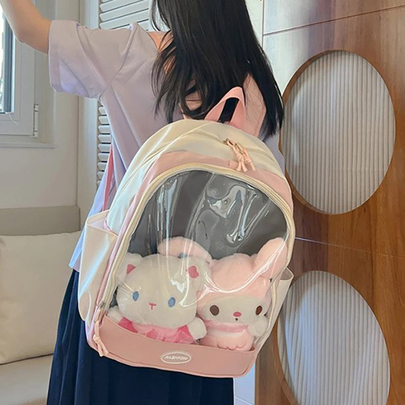 Futurecen  -  Harajuku Backpacks Women Transparent PVC Showcasing Dolls Sweet Girls Bags Large Capacity Students Commute Bolso Mujer