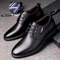 Futurecen  -  Men Dress Shoes Fashion Business Office Formal Shoes High Quality Leather Wedding & Party Comfy Lace-up Men Shoes