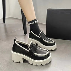 Futurecen  -  Women Summer Black Platform Mary Jane Shoes Women Heels Retro Lolita Shoes Ladies Designer Uniform Shoes Leather Oxfords