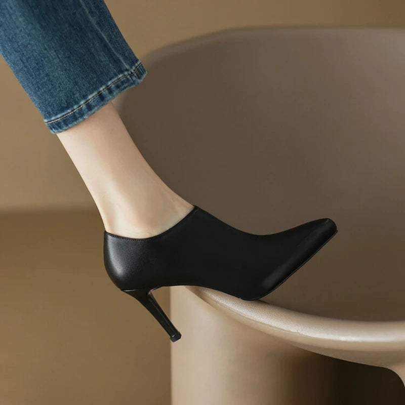 Futurecen Spring/Autumn Women Shoes Pointed Toe Thin Heel Ankle Boots Solid High Heels Sheep Suede Shoes for Women Sexy Heel Shoes