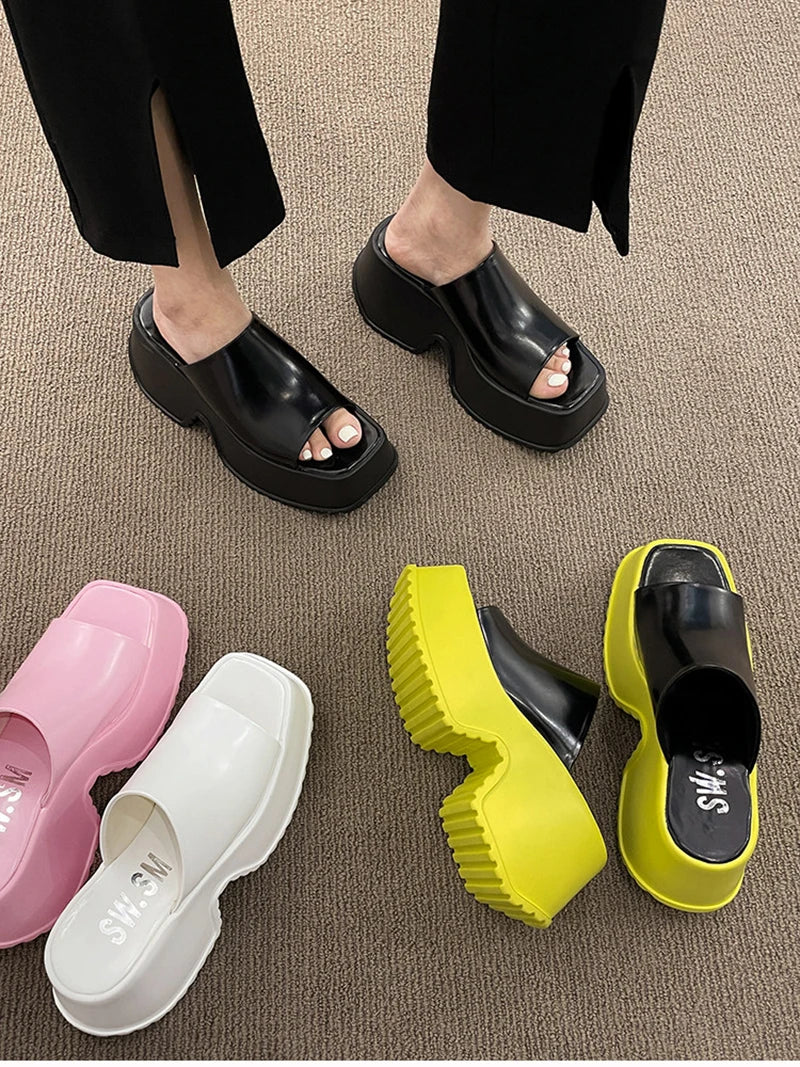 Futurecen 2024 Summer Platform Women Slippers Fashion Elegant Open Toe Increase Shoes Ladies Outdoor Dress Thick High Heel Sandal