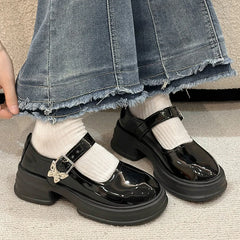 Futurecen  Fashion Bow Ankle Buckle Mary Jane Shoes Woman Thick Heeled Platform Lolita Shoes Woman Japanese Students Uniform Shoes Female