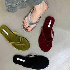 Futurecen 2024 Designer Summer Woman Slippers Fashion Clip Toe Flats Heel Silvery Ladies Outdoor Beach Shoes Flip Flop