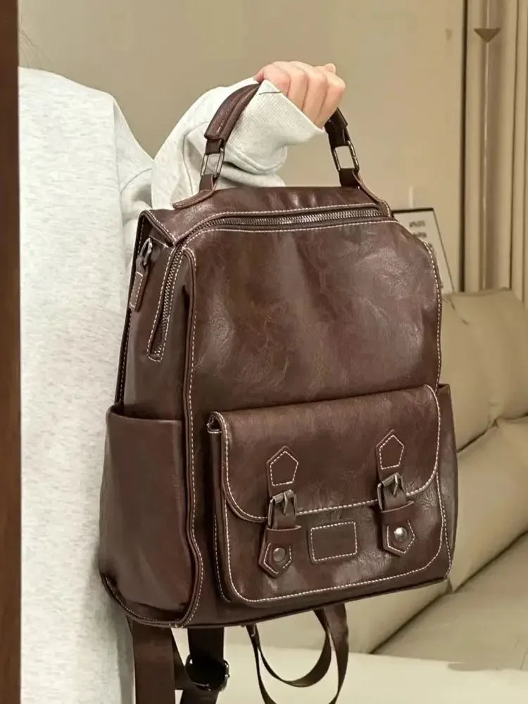 Futurecen  -  New Vintage British Style Simple All Match School Backpack for College Students Korean Fashion Travel Knapsack Mochilas