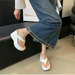 Futurecen 2024 Summer Platform Women Slippers Fashion Elegant Outdoor Silvery Slides Shoes Ladies Casual Wedges Heel Sandalias