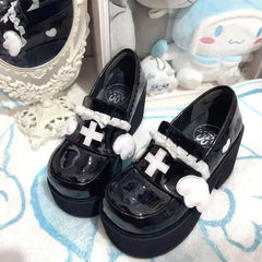 Futurecen  -  Summer Lolita Sweet Sandals Women Japanese Style Bow Kawaii Chic Mary Janes Shoes Round Toe Shoes Thick Heels