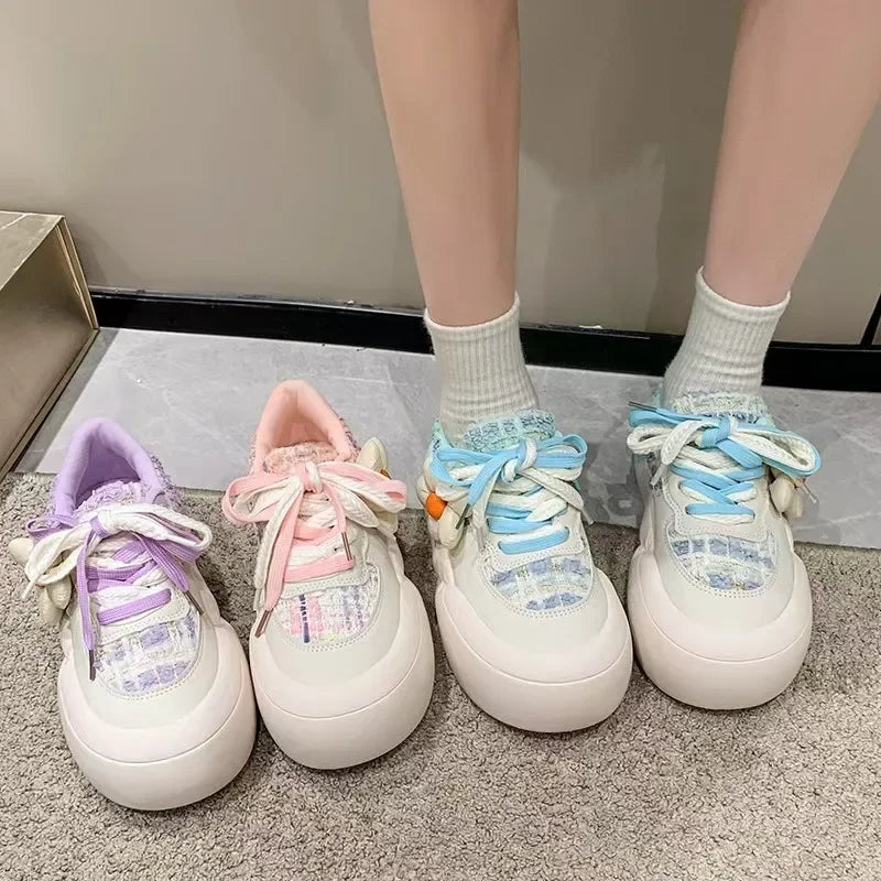 Futurecen  -  New Kawaii Fashion All-match Platform Shoes Sports Style Casual Round Toe Spring Summer Korean Version Sweet Cute Sneakers