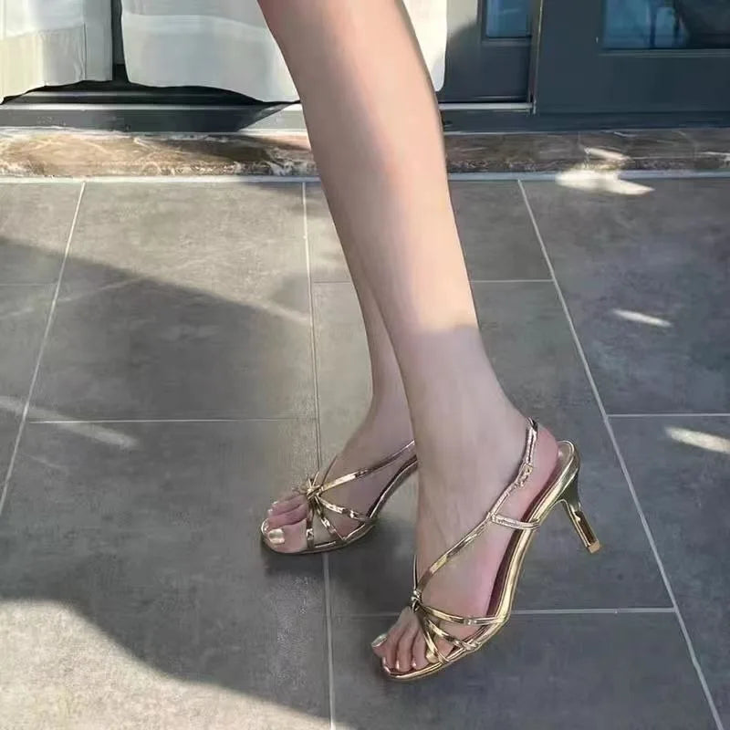 Futurecen  -  Sandals Ladies Shoes Summer High Heels Stiletto Elegant Party Stripper Fashion Sexy Gold Silver Designer Women's Shoes