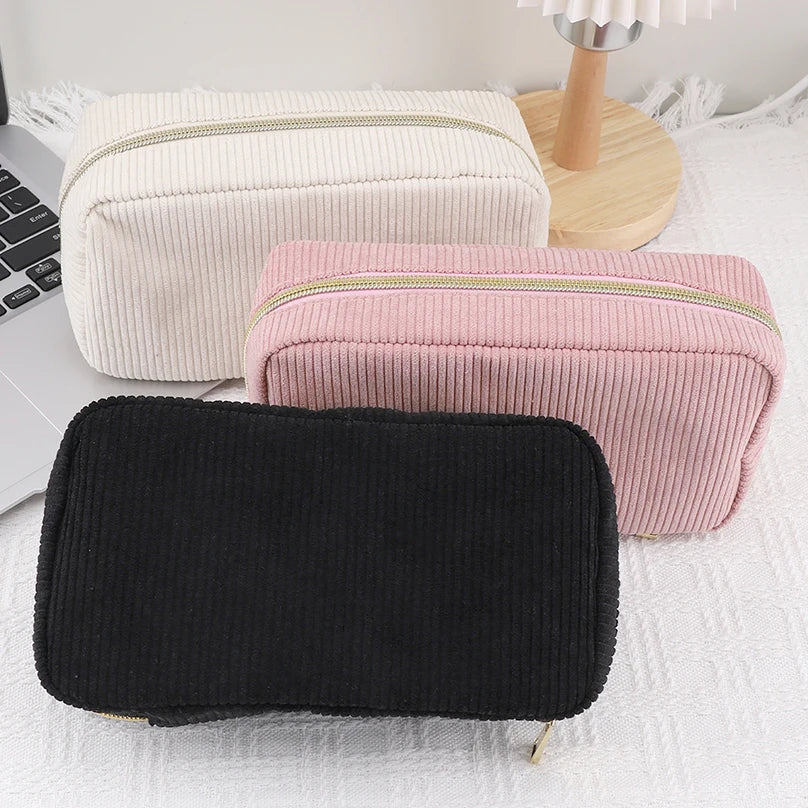 Futurecen  -  Corduroy Pencil Case Large Capacity Pencil Cases Stationery Solid Color Trousse Kawaii Kalemlik School Supplies Pencil Pouch