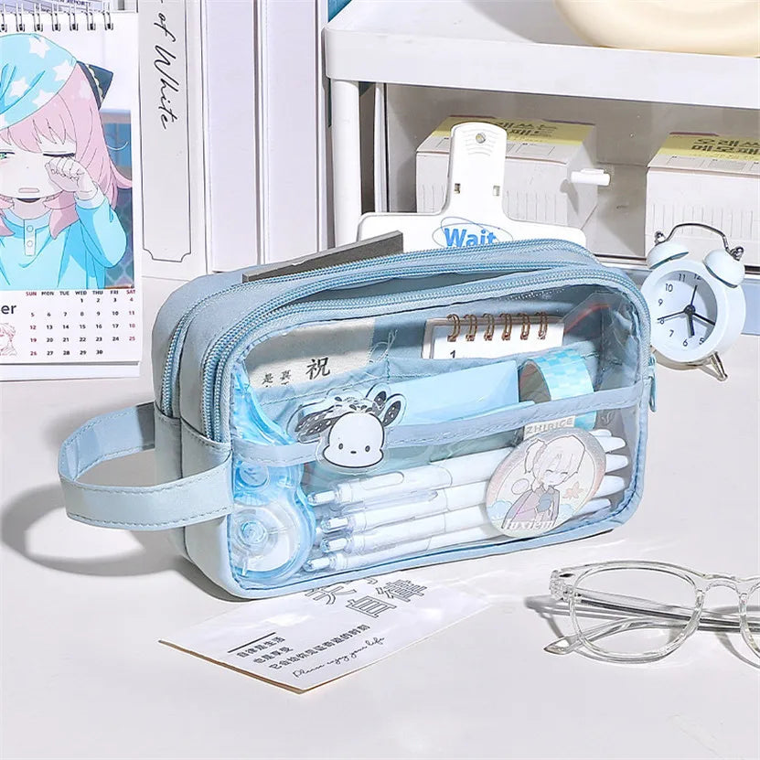 Futurecen Pencil Case Transparent Pencil Box Kawaii Stationery Pen Bag Estuche Piornik Astuccio Scuola Portable School Supplies Korean