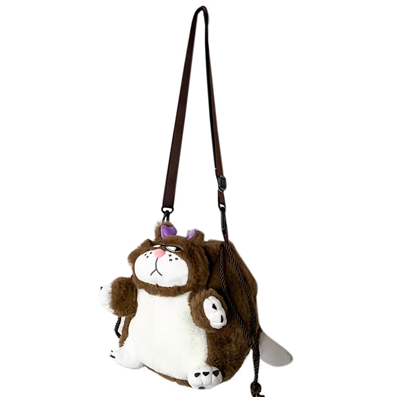 Futurecen  -  Winter Cute Plush Cat Crossbody Bags For Women Small Messenger Bag Warm Plush Doll Shoulder Bag Girls Birthday Gift Toy