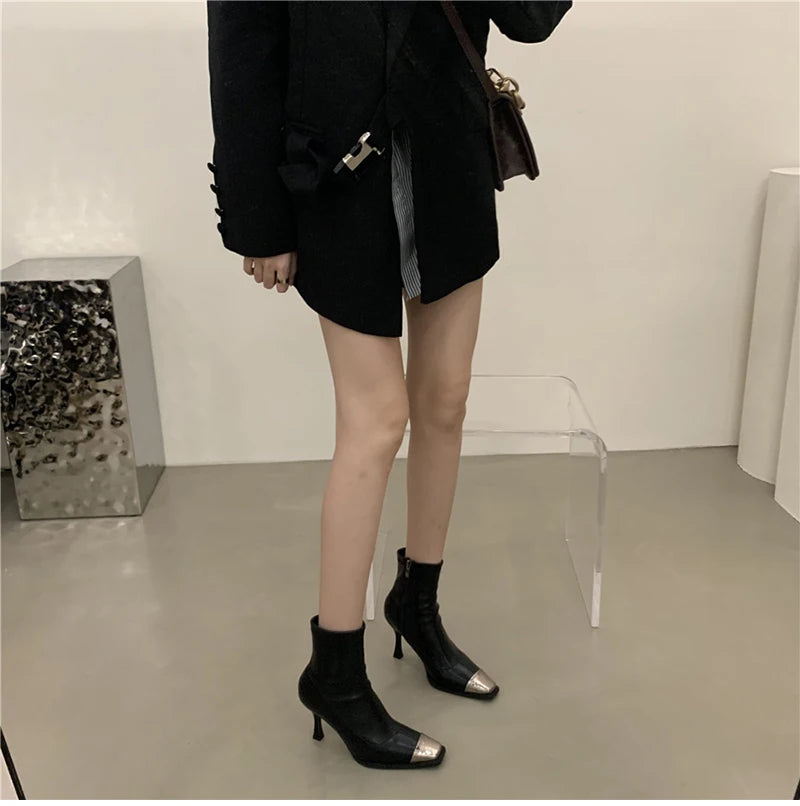 Futurecen Sexy High Heel Ankle Boots Women Fashion High Quality Patent Leather Shoes Ladies Elegant Short