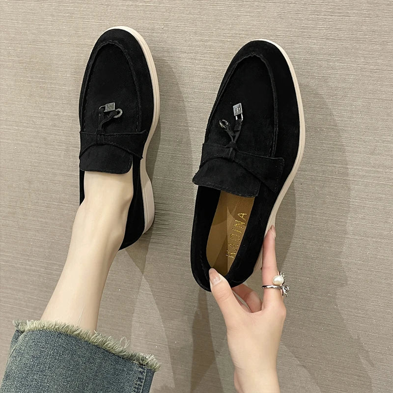 Futurecen Sport Women Flats Shoes New Trend Spring Autumn Platform Suede Loafers Shoes Casual Ladies Walking Non Slip Chaussure Femme