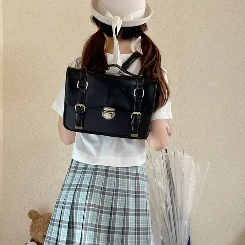 Futurecen Japanese Vintage Solid Preppy Backpacks Girls Casual Students All Match Simple Shoulder Bags Women Trendy Y2k Fashion Handbags