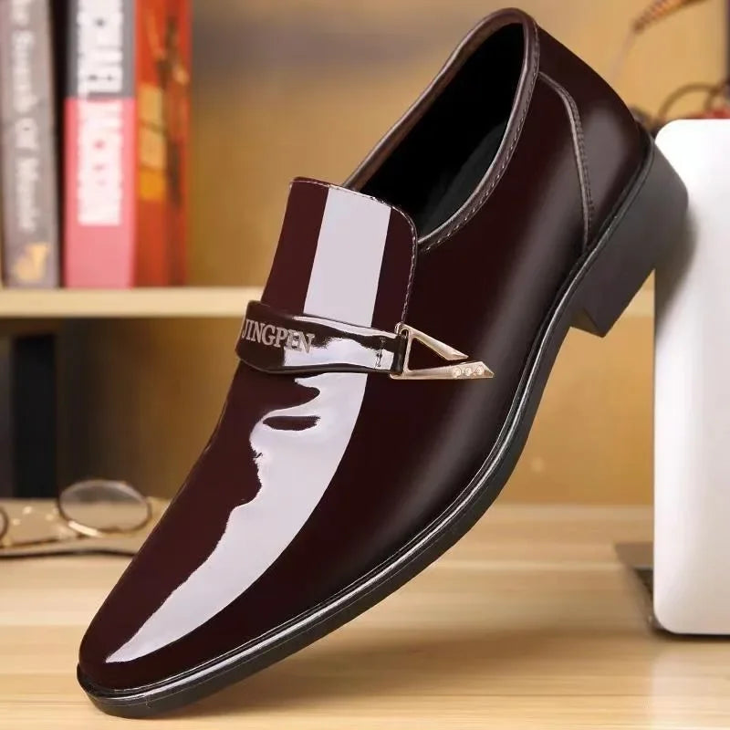 Futurecen  -  Men’s Dress Shoes Patent Leather Wedding Loafers Metal Decoration Casual  Loafer Oxford Formal Shoes for Successful Men's Shoes