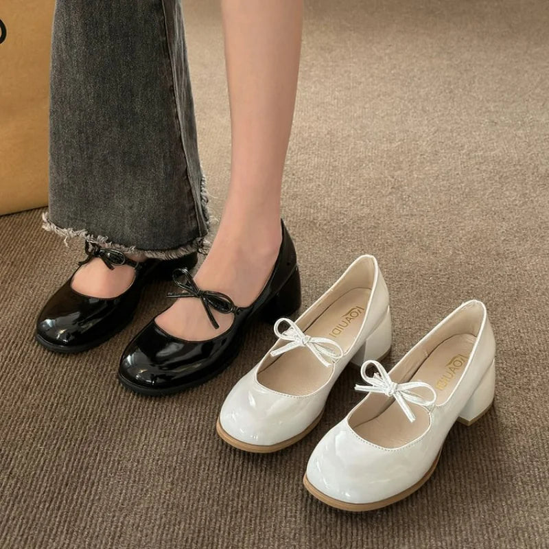 Futurecen  -  Block Heels For Women Pumps Slip On Comfortable High-Heeled Shoes Mary Jane Sandals Ladies Shallow Mouth Basketball Platform Lac