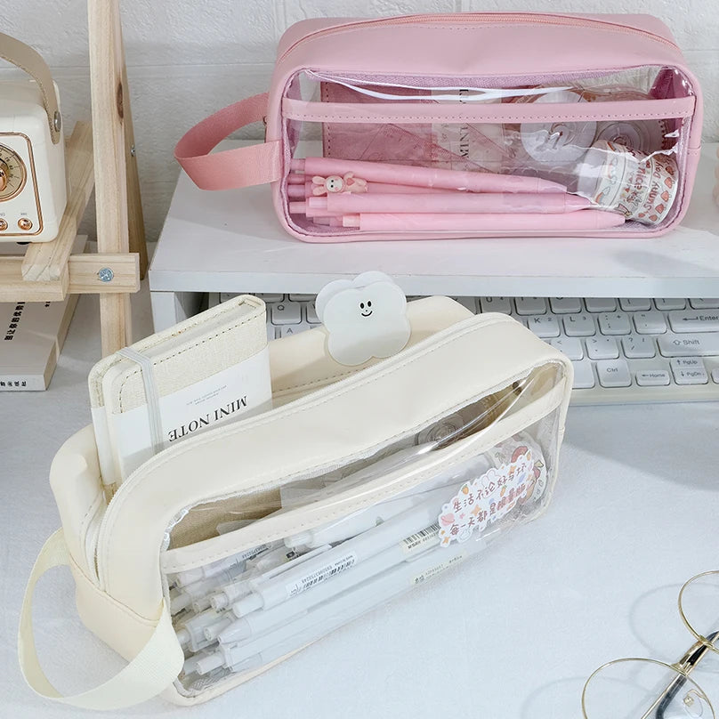 Futurecen  -  Transparent Pencil Case Large Capacity Pencil Pouch School Supplies Pen Case Trousse Estuches Escolares Stationery Pencilcase