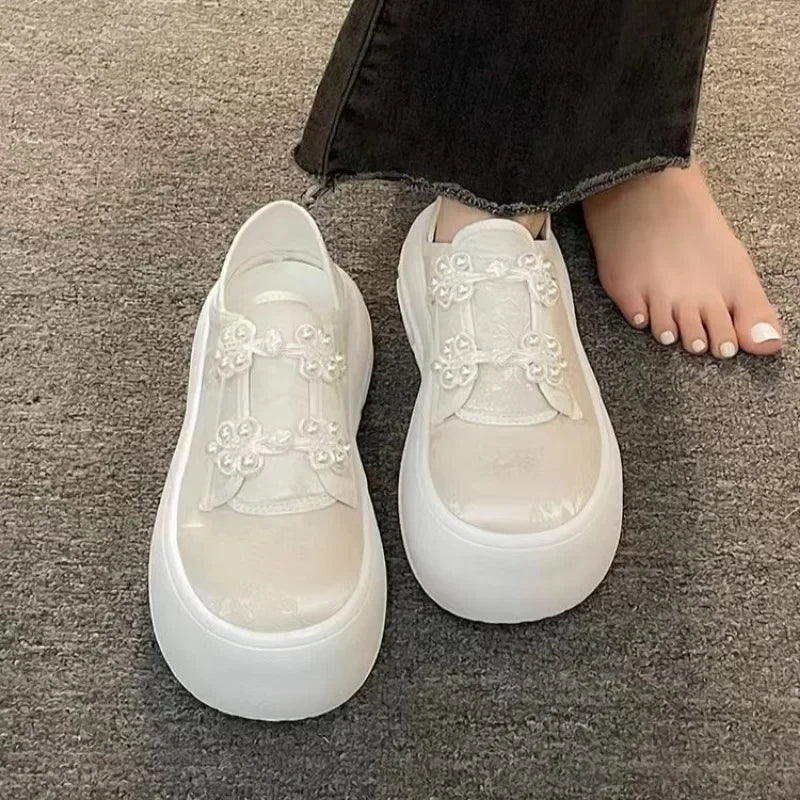 Futurecen  -  New Chinese Style Forged Face Fashionable Thick Soled Shoes for Female Height Increasing Shoes Platform Sports Shoes for Women