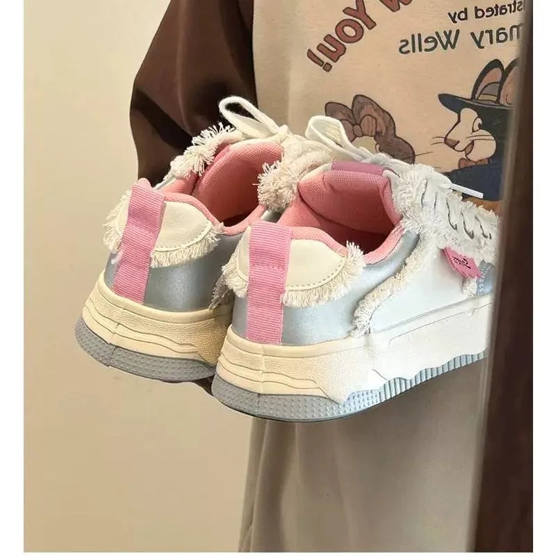 Futurecen  -  girl shoes New Style Pink Cute Women's Shoes Letter Versatile Kawaii Women Casual Shoes Little Girl Pink Wear-resistant Women Sneakers