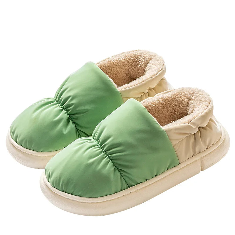 Comwarm Winter Toast Women Slippers Warm Plush Cotton Slippers Indoor Home Non-Slip Thick Sole Furry Shoes For Couples New