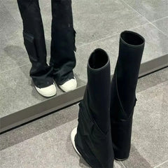 Futurecen  -  Spicy Girl Style Trouser Leg Knee Boots New Fashion Pocket Boots for Autumn Woman Fashion Boots