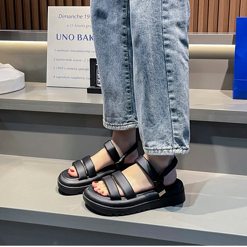 Futurecen 2024 Summer Open Toe Women Sandals Fashion Elegant Platform Flats Shoes Ladies Casual Outdoor Soft Sole Sandal