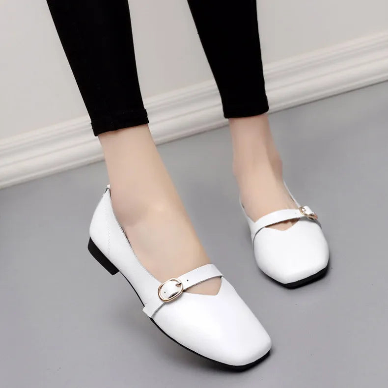 Futurecen  Women flat shoes 2024 spring new genuine leather women casual shoes large size 35-43 comfortable mother shoes women