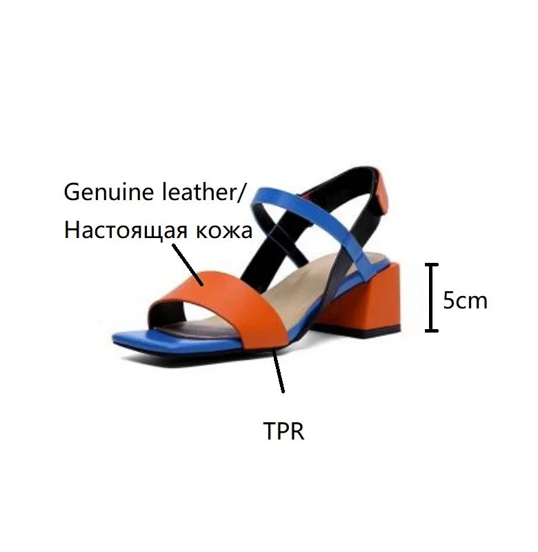 Futurecen HOT SALES Summer Sandals Women Open Toe Chunky Heel Women Shoes Narrow Band Mixed Colors High Heel Sandals Genuine Leather Shoes