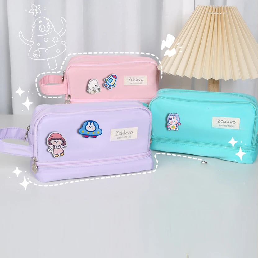 Futurecen Pencil Case Kawaii Material Escolar Big The Badge Pencilcase Cute Bags For Girls School Supplies Trousse Scolaire Pouch Etui