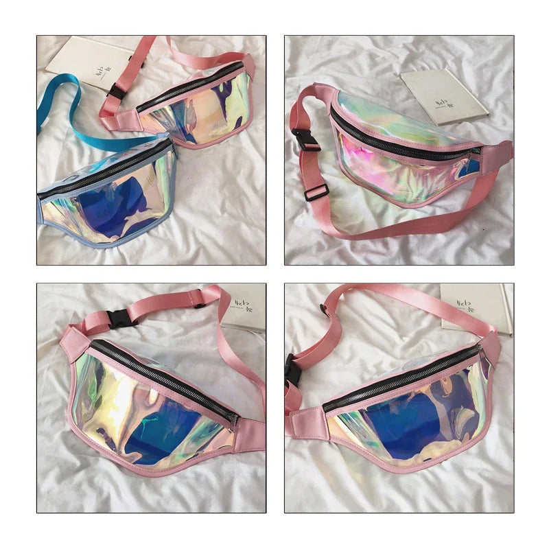 Futurecen  -  Girls Sac Laser Belt Bags Women Fanny Packs Bum Bag Punk Holographic Waist Pack Pouch Waterproof Translucent Glitter Clear Lady