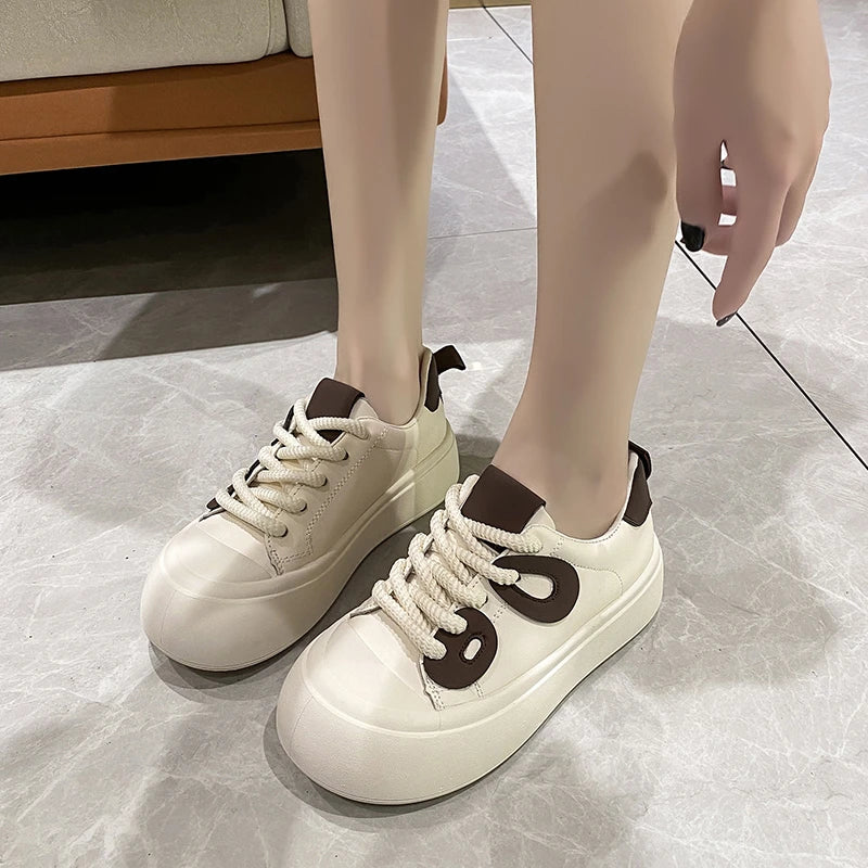 Futurecen  -  New Autumn Versatile Sports Shoes for Women Korean Fashion Casual Student White Shoes Platform Low-top Casual Ladies Shoes