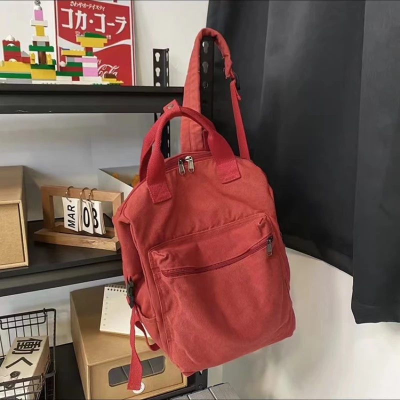 Futurecen Japanese Ins Students Solid Rucksacks Simple All Match Women High-capacity Backpacks Casual Preppy Y2k Vintage Trendy Schoolbags