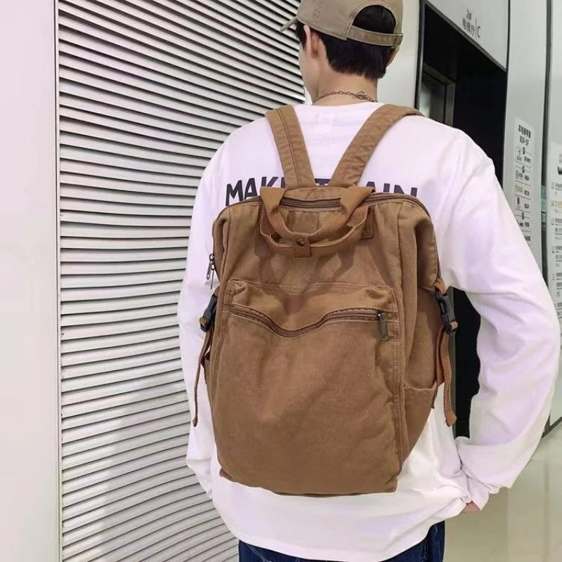 Futurecen Japanese Ins Students Solid Rucksacks Simple All Match Women High-capacity Backpacks Casual Preppy Y2k Vintage Trendy Schoolbags