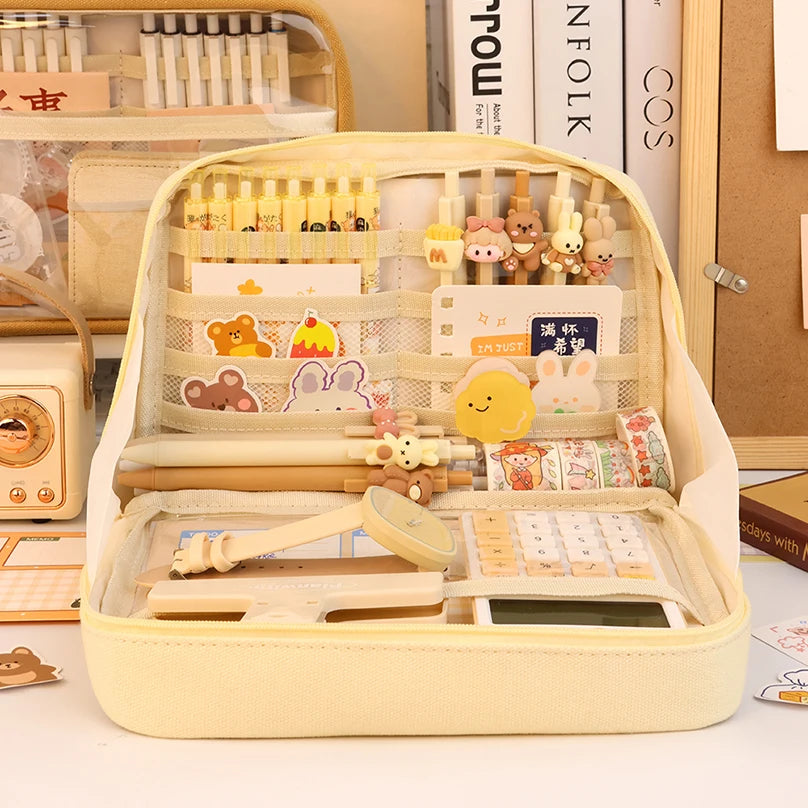 Futurecen  -  Transparent Pencil Case Trousse Kawaii Stationery Pencilcase Large Capacity Pen Case School Supplies Estuche Cute Pencil Cases