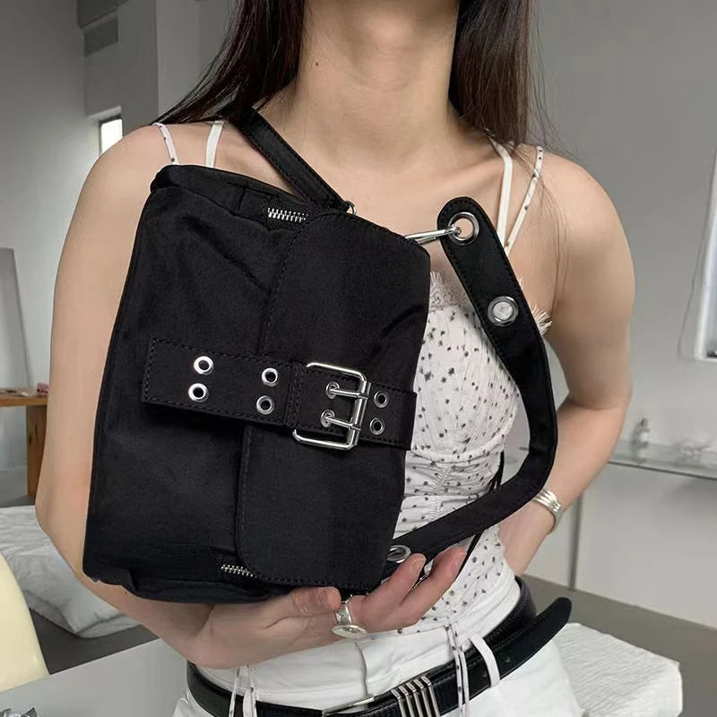 Futurecen  -  fancy bags Fashion Vintage Women Y2k Shoulder Bag Korean Canvas Biker Handbag New American Style Hip Hop Punk Designer Crossbody Bag Grunge