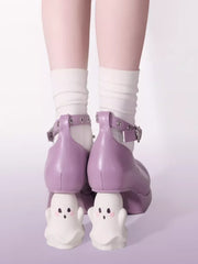 Futurecen Original Y2K Subcultural Punk Ghost Heels Lorita Shoes Cos Loli High Heels 5-8cm PU Round Toe Shoes