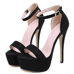 Sexy Gladiator Platform Buckle Strap Women Sandals Thin High Heels Club Party Shoes Summer Sandalias Black