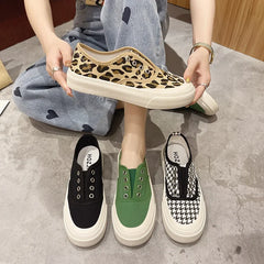 Canvas Shoes Women New Fashion Sneakers Leopard Print Slip-on Woman Vulcanized  Flat Casual Loafers Ladies