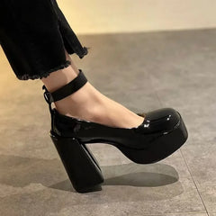 Futurecen  -  New Brand Women Sandals Summer Shoes Sexy Thick High Heels Platform Black Coarse Heel Party Wedding Shoes Woman Pumps