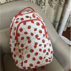 Futurecen High-capacity Women All Match Backpack Kawaii Cute Strawberry Print Students Schoolbags   Harajuku Sweet Chic Backpacks