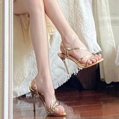 Futurecen  -  Sandals Ladies Shoes Summer High Heels Stiletto Elegant Party Stripper Fashion Sexy Gold Silver Designer Women's Shoes