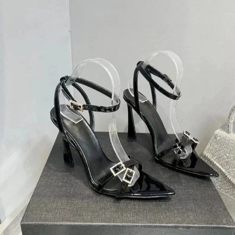 New Womens High Heel Sandals Summer Transparent Heels Luxury Rhinestone Strap Slingbacks Female Sexy Wedding Sandal