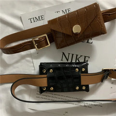 Futurecen  -  Women's Crocodile Waist Bag New Fashion Korean Retro Small Crossbody Bags Ladies Suit Thin Belt Card Purse Cool Girls