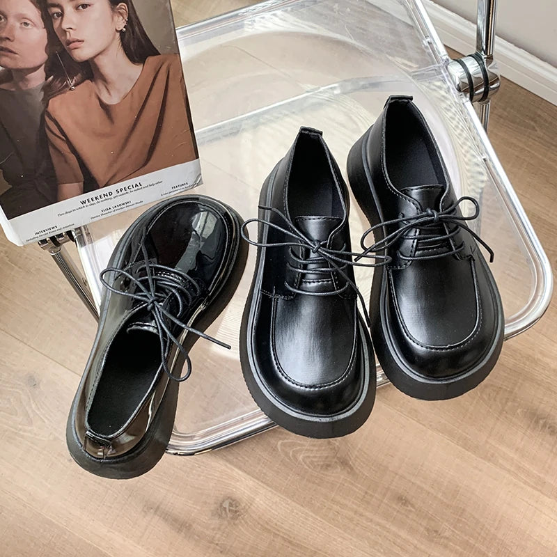 Futurecen  -  New Spring Casual Women Shoes Loafers Lace Up Leather Flats Slip-On Women Shoes Mujer Zapatos Chaussure Femme