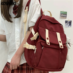 Futurecen Preppy Vintage Y2k Aesthetic Grunge Backpack Korean High-capacity All Match Schoolbags Women Fashion Casual Students Backpacks