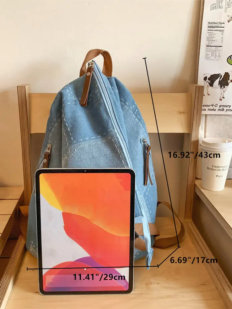 Futurecen New Women Denim Vintage College Backpack Lady Leisure Retro Trendy Female Patchwork Book Bag Fashion Girl Cute Travel School Bag