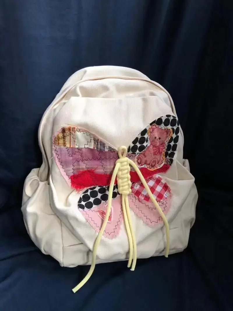 Futurecen  -  Japanese Original Niche Butterfly Embroidery Y2k Backpack Women Casual All Match Travel Cute Backpack Student Canvas School Bag