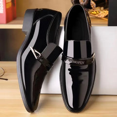 Futurecen  -  Men’s Dress Shoes Patent Leather Wedding Loafers Metal Decoration Casual  Loafer Oxford Formal Shoes for Successful Men's Shoes