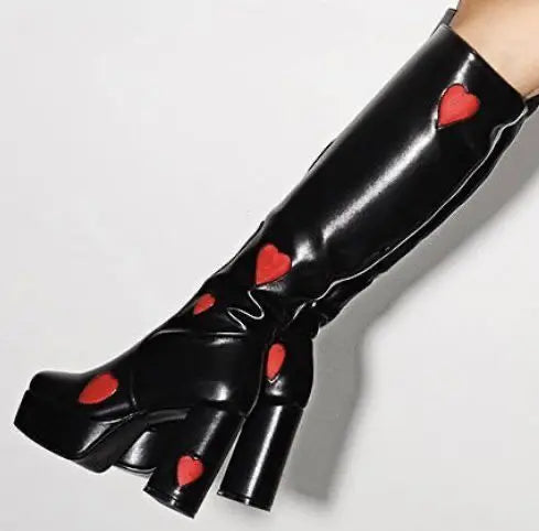 Futurecen  Trend Fashion Boots Heart-shaped Design Zipper Platform High Heel Shoes Woman Classic Brand New Popular Goth Girls Sale