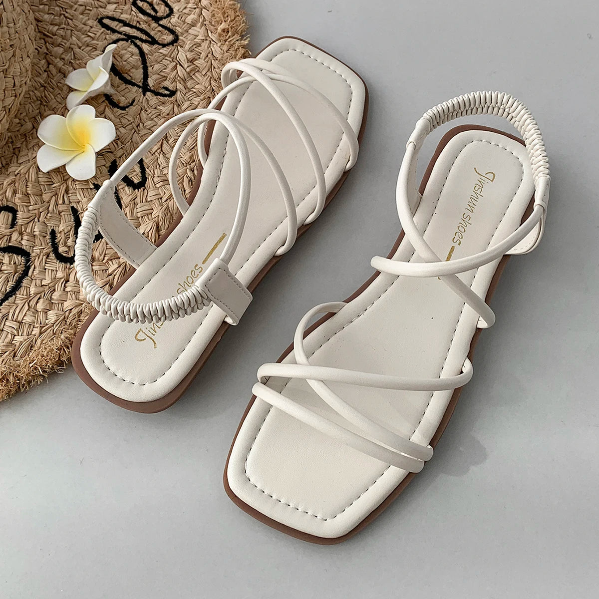 Futurecen Fashionable flat sandals women wear a variety of summer fairy style simple beach Roman sandals sandals